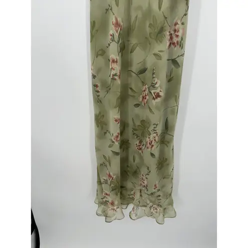 Positive Attitude Women Y2K Maxi Dress Size 8 Green Floral Fairy Dainty Coquette