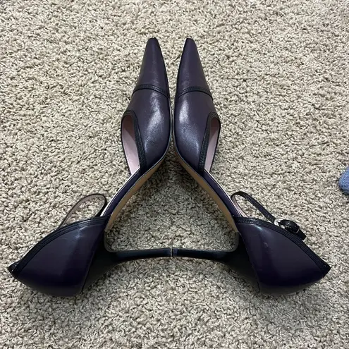 Anne Klein  Purple & Black Ankle Strap Pointed Toe Stiletto Pump Sz 11