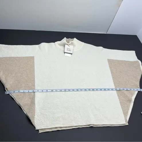 Note di Anita Italy Wool Cashmere Blend Poncho Brown Ivory One Size NEW *FLAW Tan