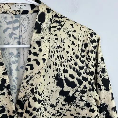 Babaton Aritizia Animal Print Long Sleeve V-neck Blouse Size Small