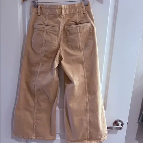 Maeve by Anthropologie Delaney Tan Khaki Barrel Leg Cropped Pants size 25