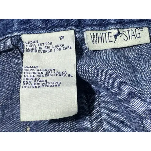 White Stag VTG Faux Wrap Denim Skort Size 12 Boho Embroidered Summer Festival