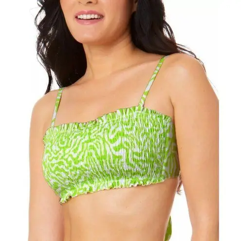 Salt + Cove Smocked Bikini Swim Top Removable Straps Lime Green White XS Size undefined