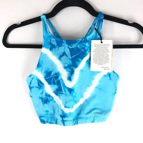 Electric & Rose Grayson Crop Top Sports Bra Crossover Straps Tie Dye Blue XS