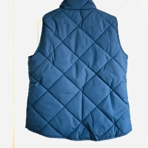 Women zip up puffer quilted vest Small Blu… Gold