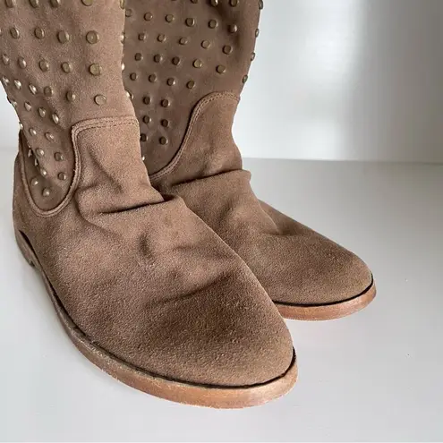 Beek Studded Junco Suede Ankle Boots Tan Size 11