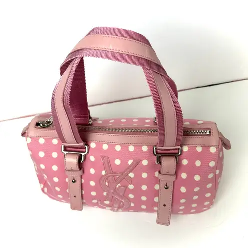 Yves Saint Laurent Vintage Pink Polka Dot Shoulder Bag with Zipper