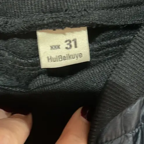 Quilted and Velvet Black Drawstring Trouser 31 EUC Black