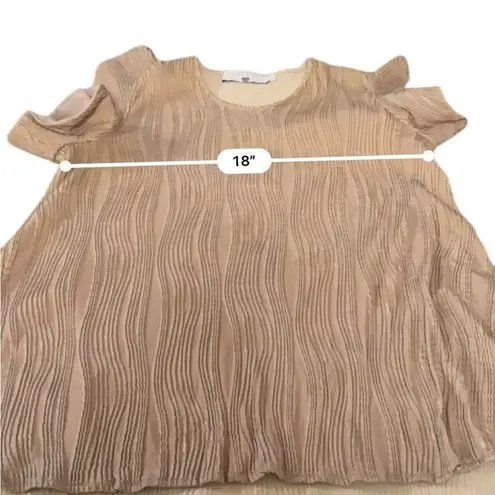 Hunter Bell RTR Ava Pleated Short Sleeve Rose Gold Top Sz L