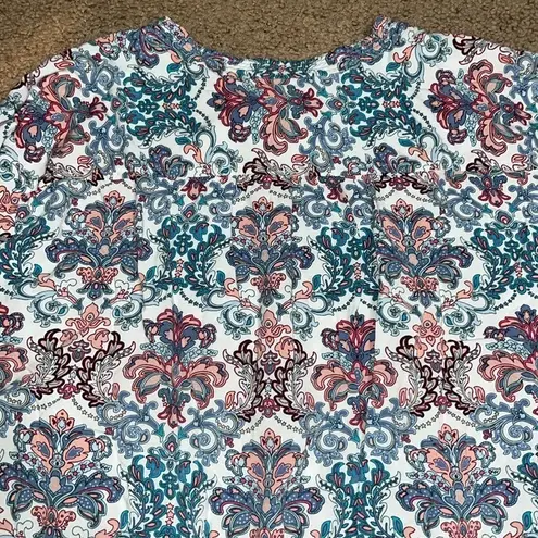 Sundance Grace Delight Paisley Pleated Pintuck Button Blouse XL
