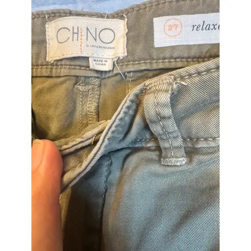 Chino by Anthropologie Relaxed Olive Green Chinos w/ Velvet Trim