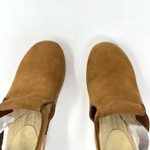 Sven Brown Nubuck Leather Wooden Halter Top High Heel Clog Sandals 36 5.5 6