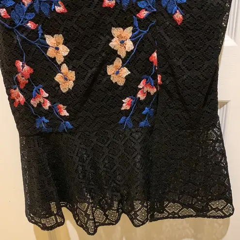 Guess Dress Black Lace with adjustable Straps and Embroidery on Front