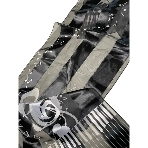 Treble Cleft Black Striped Long Sheer Scarf