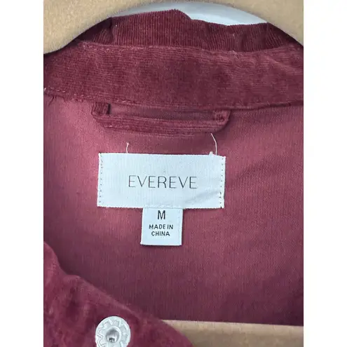 Evereve Corduroy Button Down Shirt Medium Burgundy Soft Fall Layer Shacket