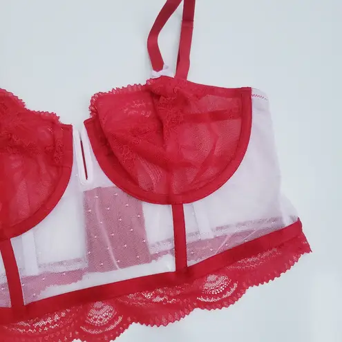 Auden Sheer Unlined Lingerie Bra Red Size L