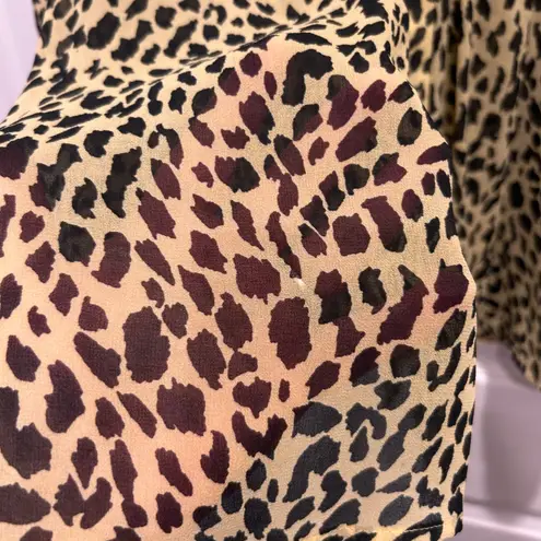 Mint Velvet Blouse Top Womens Size 14 UK 10 US Yellow Black Animal Print Sheer