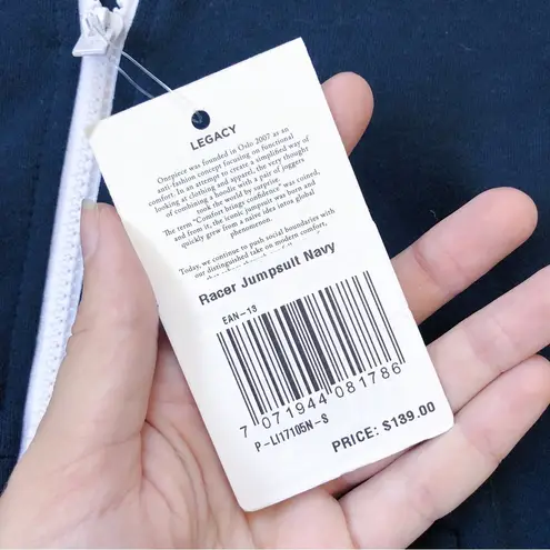 One Piece • Racer Jumpsuit onesie navy white knit zip front loungewear unisex