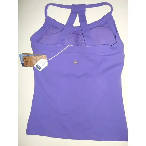 prAna NWT Womens Yoga Pilates Strappy Top Bra New Quinn S Gym Cups Purple Violet
