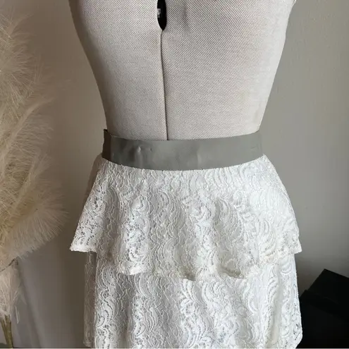 Bailey44 tiered white lace ruffle tiered maxi skirt