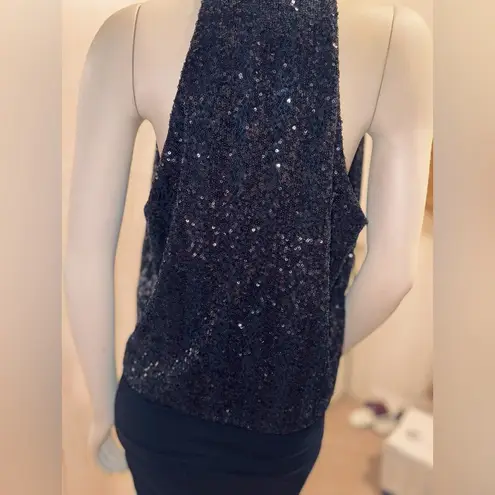 love on a hanger  SEXY BLACK SEQUIN PLUNGING NECKLINE TANK TOP LARGE