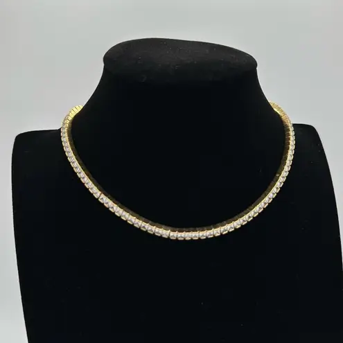 Henri Bendel Square Cut Princess Rhinestone Gold Tone Adjustable Necklace Choker