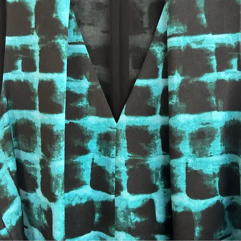 Rachel Roy Teal Blue Printed Robe Wrap Sleeveless Sheath Dress Size 8