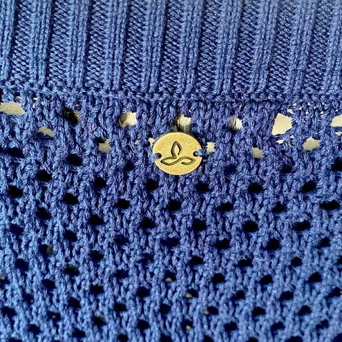 prAna Kokimo Open Knit Mesh Crewneck Sweater Women's XS Navy Blue Beachy Y2K