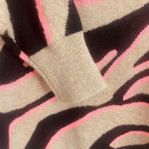 White + Warren Cashmere Zebra Crew Neck Sweater Brown