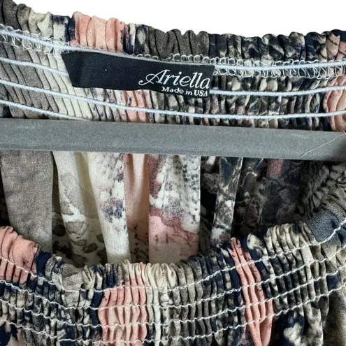 Ariella Colorful Snakeskin Print Balloon Sleeve Off Shoulder Top Made In USA L