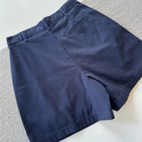 Dockers Navy Blue Classic High Natural Waist Pleated Chino Shorts Size 10 NWT