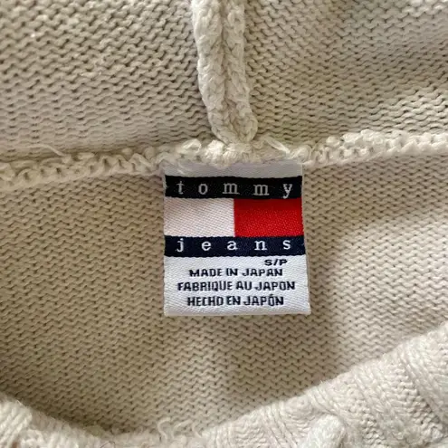Tommy Hilfiger Jeans Vintage 90s White Knitted Cotton Flag Hoodie Sweater S
