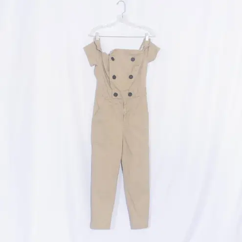 MARISSA WEBB Khaki Off The Shoulder Jumpsuit Size 2 Tan