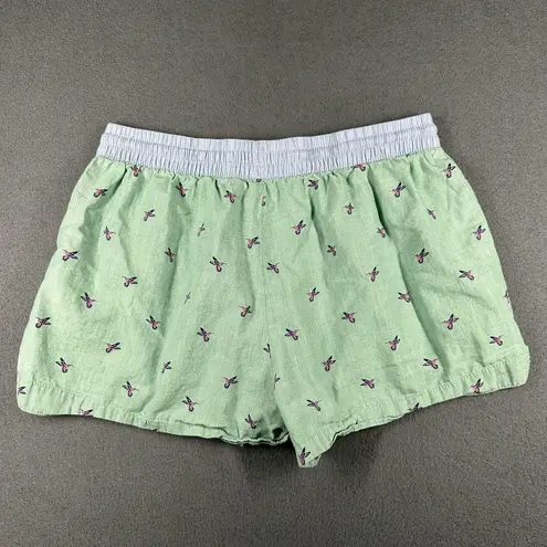 GapBody Shorts Womens Small Green Bird Print Drawstring Pajama Sleep Lounge