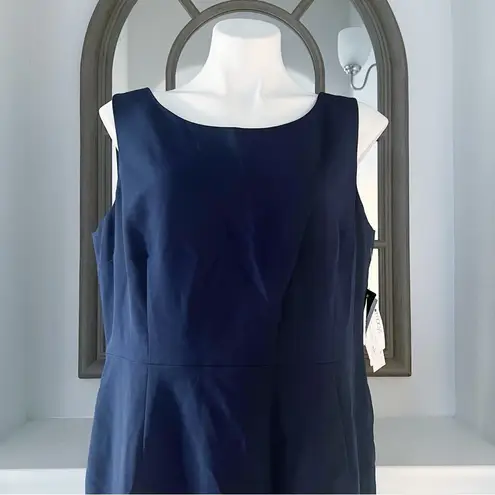 Le Suit Navy Sheath Dress, Petite Size 16 New w/Tag ~$200
