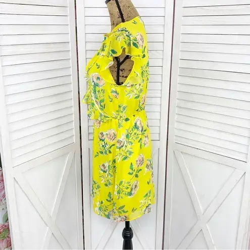 Prince & Fox Aeropostale Floral Ruffle Surplice Dress Yellow Peach Medium