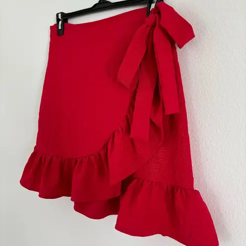 Pink Lily Red Wrap Mini Skirt Size Medium