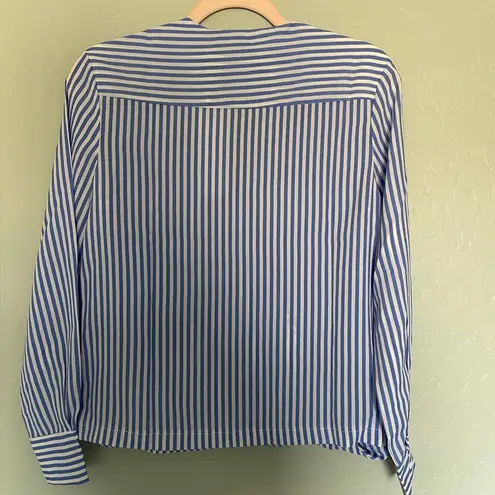 Bishop and Young NWT Blue & White Striped Wrap Blouse, Size XS