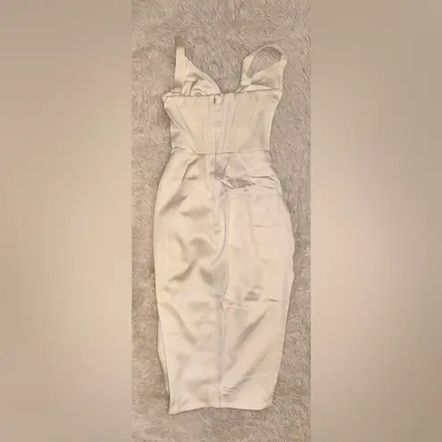 House Of CB NWOT Faye ivory satin corset midi dress sz XS
