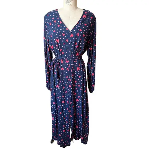 SugarHill Brighton Glenda Midi Dress in Navy, Heart Print Size 14 Blue