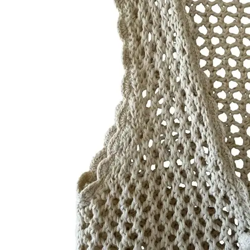 Huntington Ridge Ramie Cotton Cream Botton Boho Festival Crochet Vest M # 2244 Size M