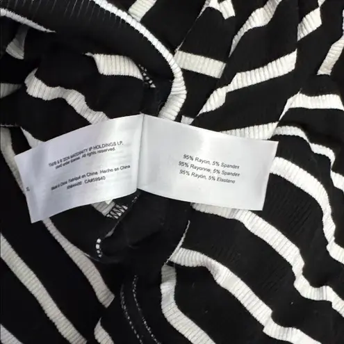 Motherhood Maternity Ribbed Knit Off Shoulder Top Striped Black White XL