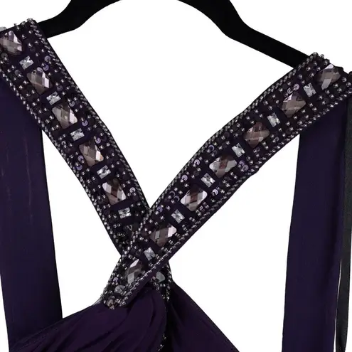 XScape Purple rhinestone studded evening dress Size 6