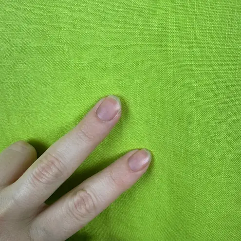 Ali Miles 100% Linen Tunic Top Sz Large Lime Green Artsy Coastal Resort Beachy