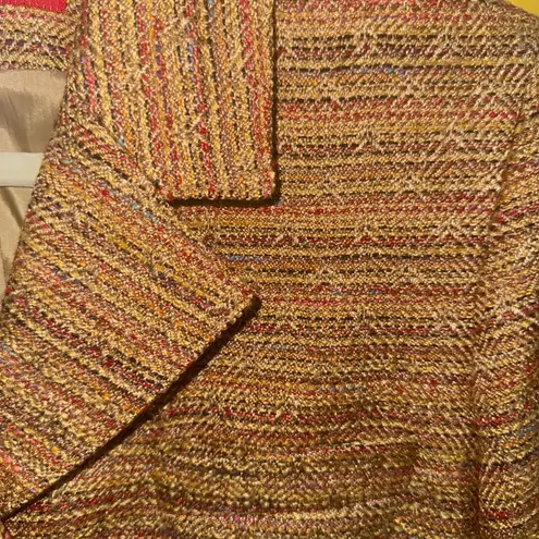 Anne Klein  Tweed Colorful Metallic Business Casual Button Up Blazer Size 10