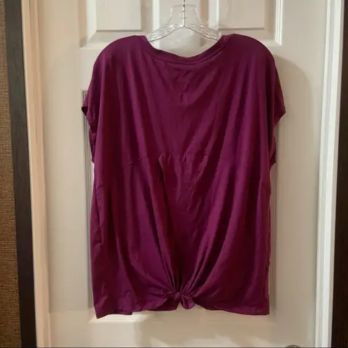 All In Motion  Magenta V Neck Short Sleeve Tie Knot Back Tee XXL