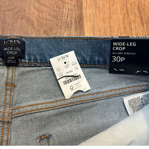 NWT J.Crew Wide Leg Cropped Jean In All Day Stretch Spring Storm Wash Size 30P Blue
