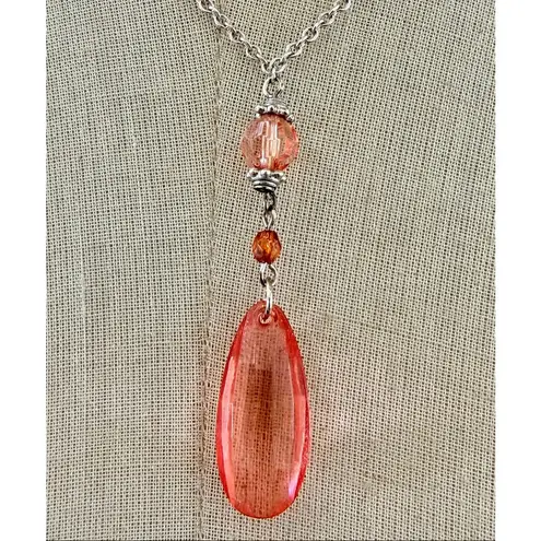 Baked Beads Orange beaded Layered Drop Y Necklace