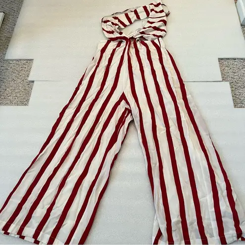 House of Harlow 1960 Red and White Striped Jumpsuit Size M