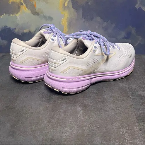 Brooks Ghost 15 1203801D166 Women's Wide Sneakers White/Lavender Size 7.5D